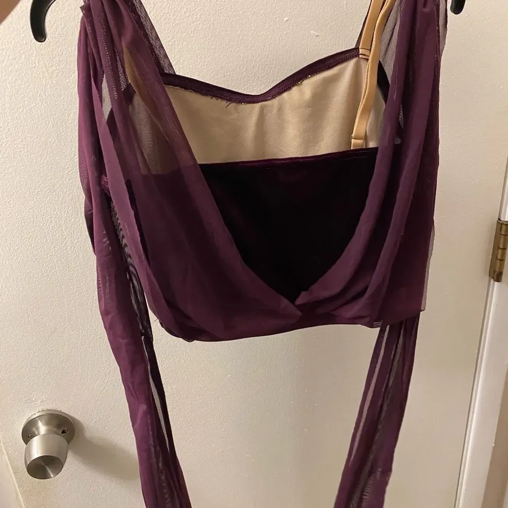WEISSMAN Dance Costume purple velvet 2 piece bling maxi skirt Phoenix 15694 SA